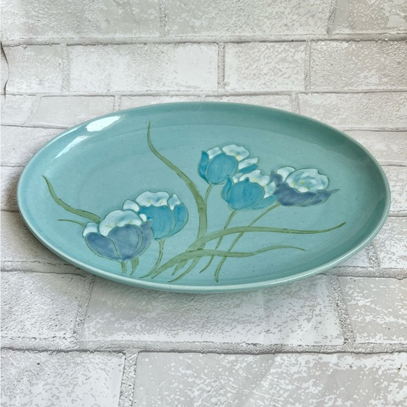 VINTAGE METLOX VERNON WARE TULIP TIME OVAL PLATTER - Picture 2 of 5